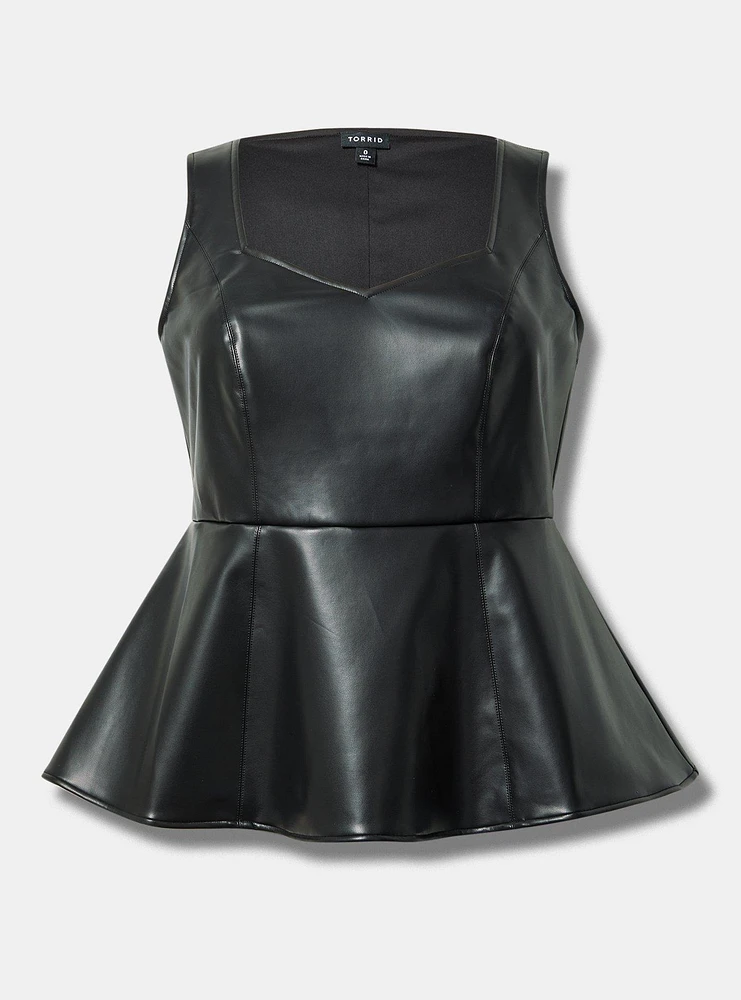 Faux Leather Peplum Top