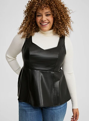 Faux Leather Peplum Top