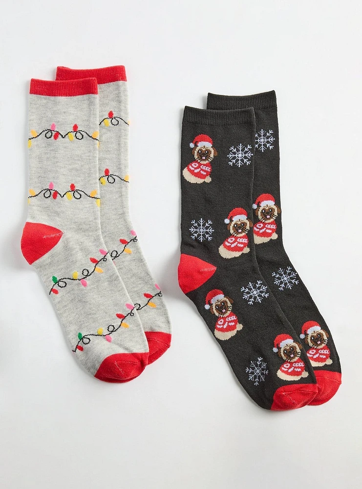 2 Pack Holiday Crew Socks