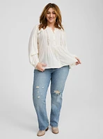 Long Sleeve Lace Inset Boho Top