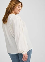 Long Sleeve Lace Inset Boho Top