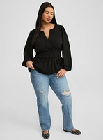 Peplum Long Sleeve Blouse