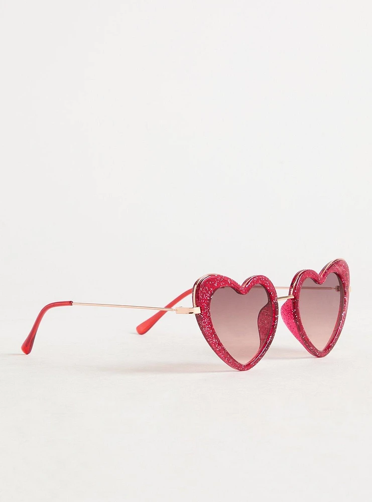 Heart Glitter Cateye Sunglasses