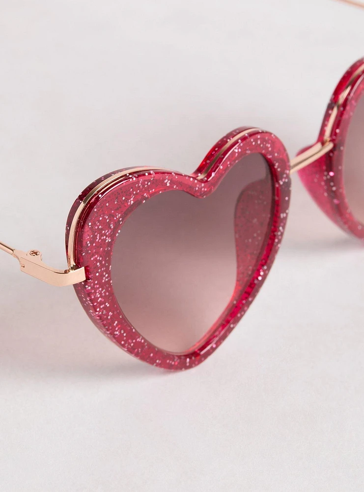 Heart Glitter Cateye Sunglasses