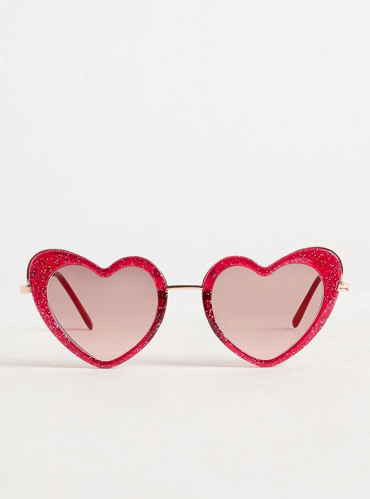 Heart Glitter Cateye Sunglasses