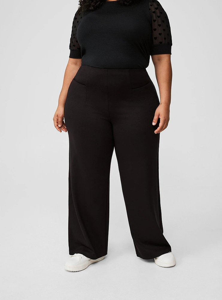 Lightweight Ponte Wide Leg Pull On Pant