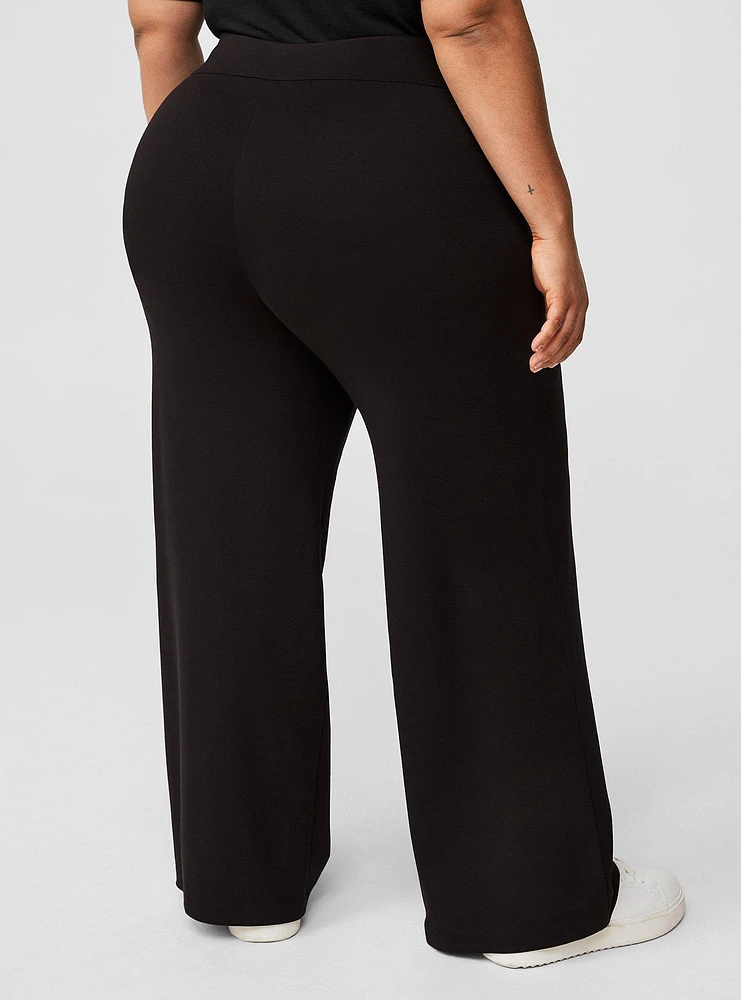 Lightweight Ponte Wide Leg Pull On Pant