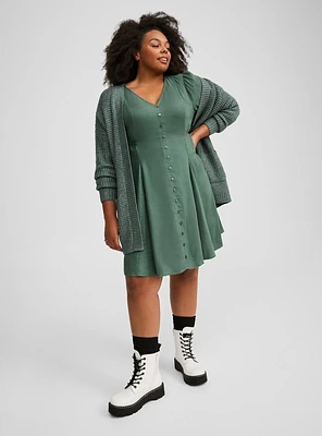 Button Front Skater Mini Dress