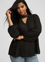 Georgette Mock Neck Blouse