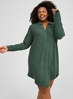 Super Soft Plush Henley Lounge Dress