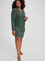 Super Soft Plush Henley Lounge Dress