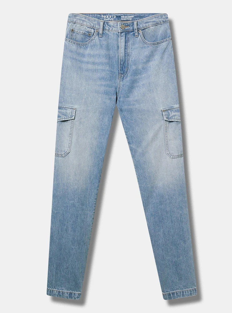 High-Rise Straight Rigid+Stretch Denim Cargo Jean