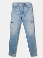 High-Rise Straight Rigid+Stretch Denim Cargo Jean