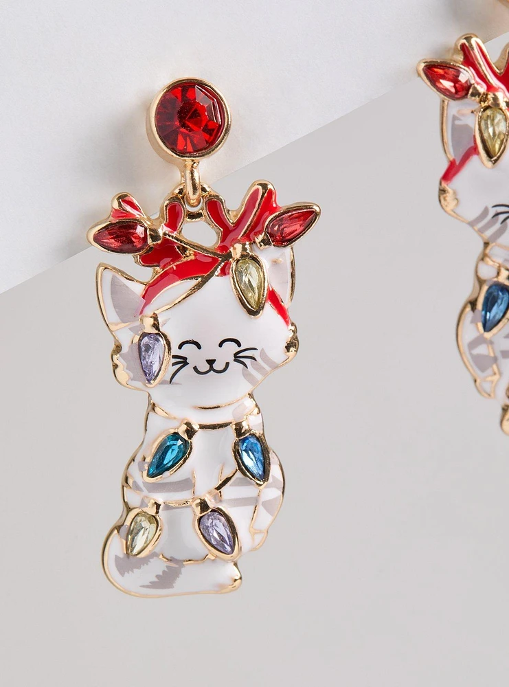 Holiday Tinsel Cat Statement Earring