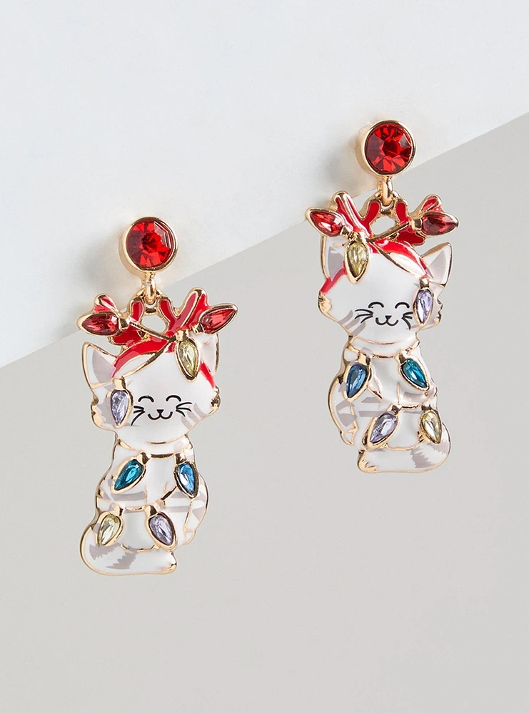 Holiday Tinsel Cat Statement Earring