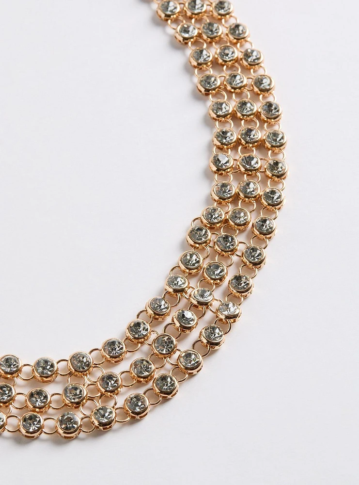 Rhinestone Collar Statement Necklace