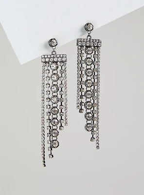 Rhinestone Fringe Statement Earring