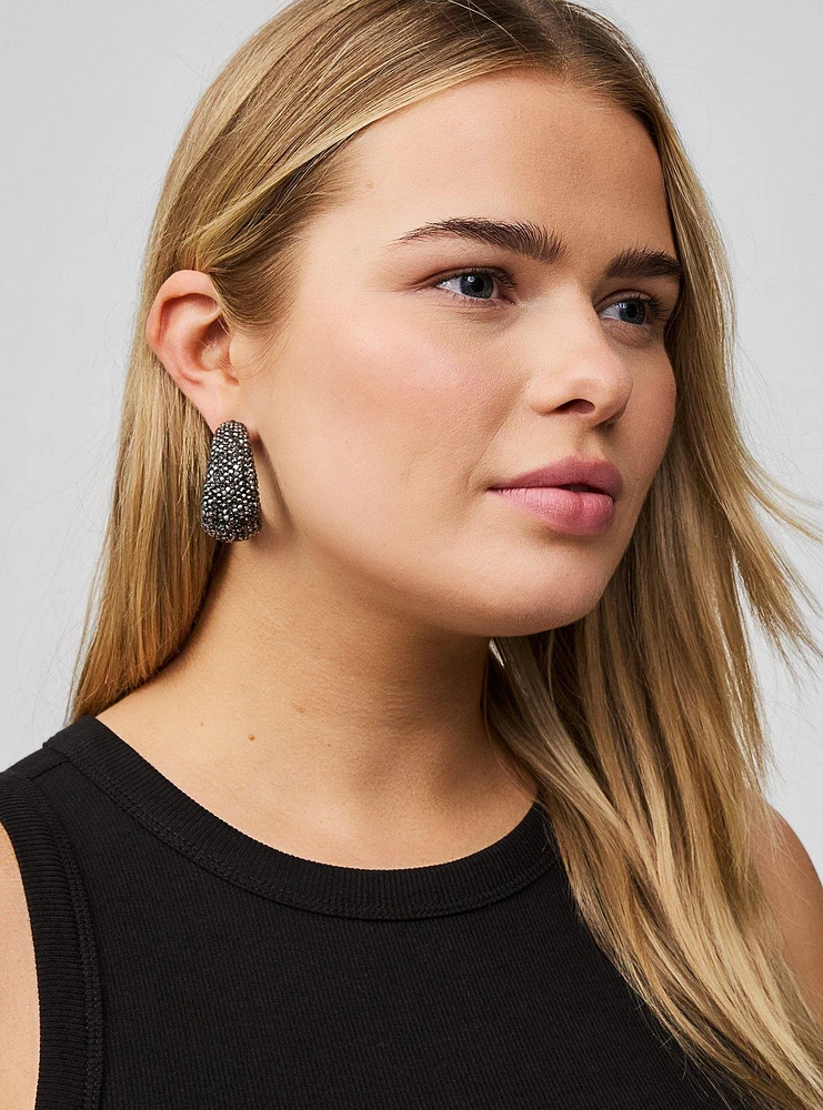 Rhinestone Hoop Statement Earring