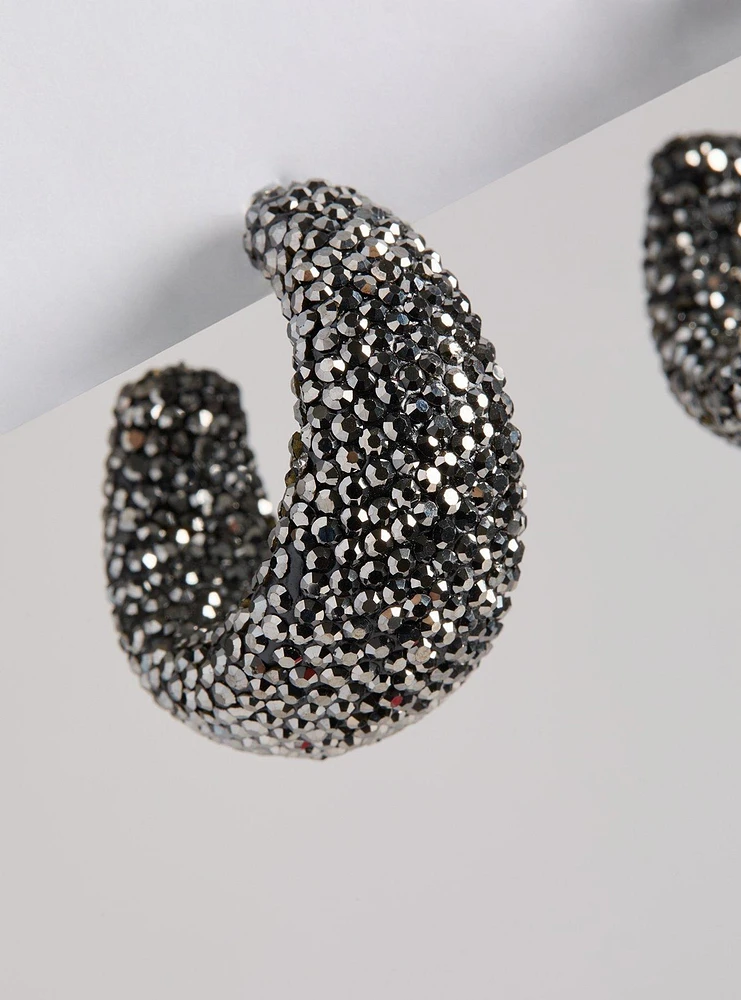 Rhinestone Hoop Statement Earring