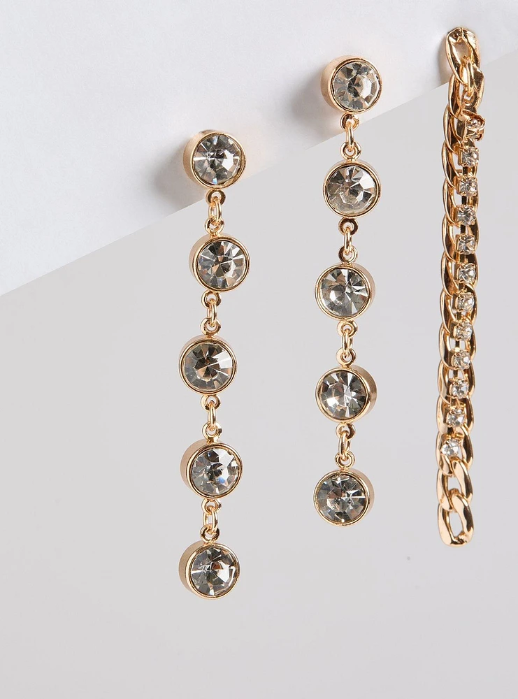 Rhinestone Linear Earring Set