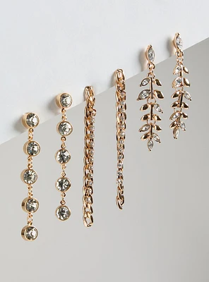 Rhinestone Linear Earring Set