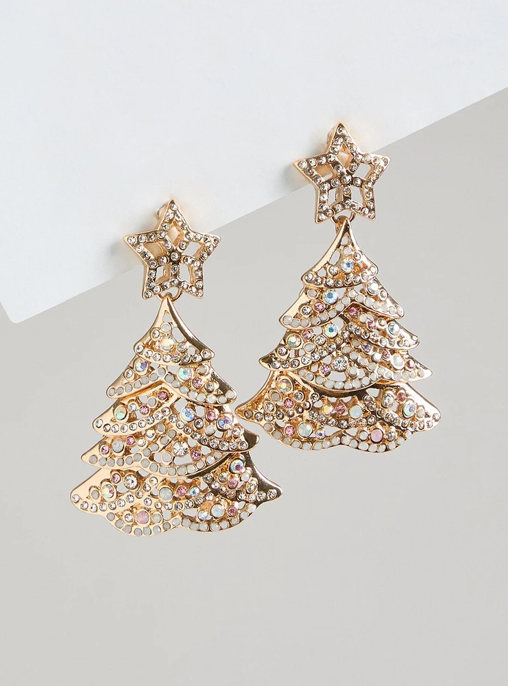 Pave Christmas Tree Statement Earring