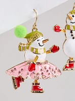 Ice Skating Snowmen Statement Earring