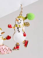 Ice Skating Snowmen Statement Earring