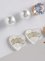 New Year's Eve Pearl And Bows Stud Set