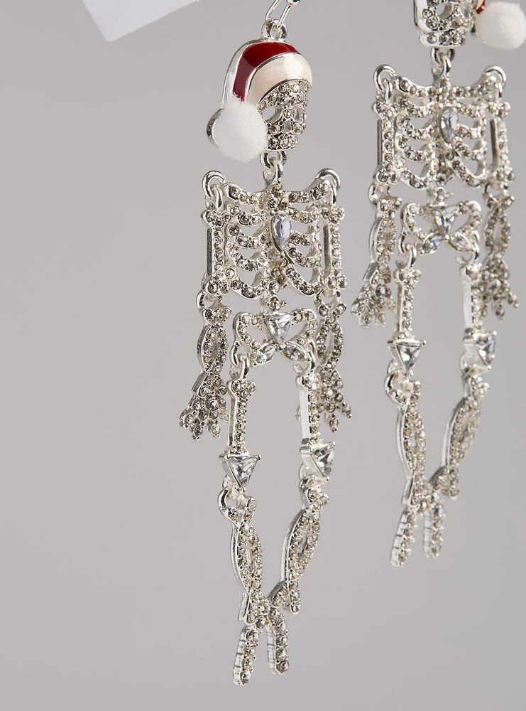 Jolly Skeleton Rhinestone Statement Earrings