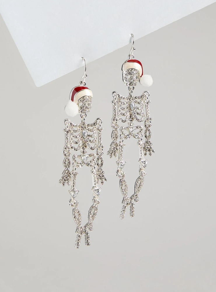 Jolly Skeleton Rhinestone Statement Earrings