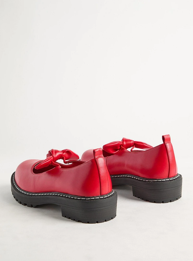 Mary Jane Bow Lug-Sole Flat (WW