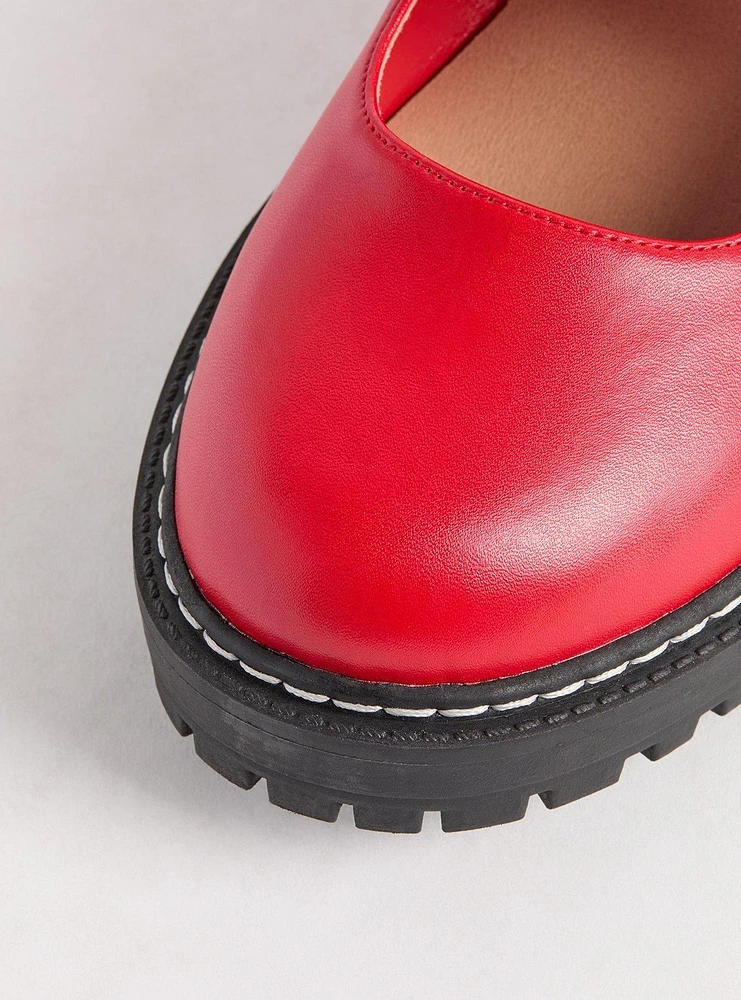 Mary Jane Bow Lug-Sole Flat (WW