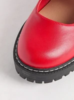 Mary Jane Bow Lug-Sole Flat (WW