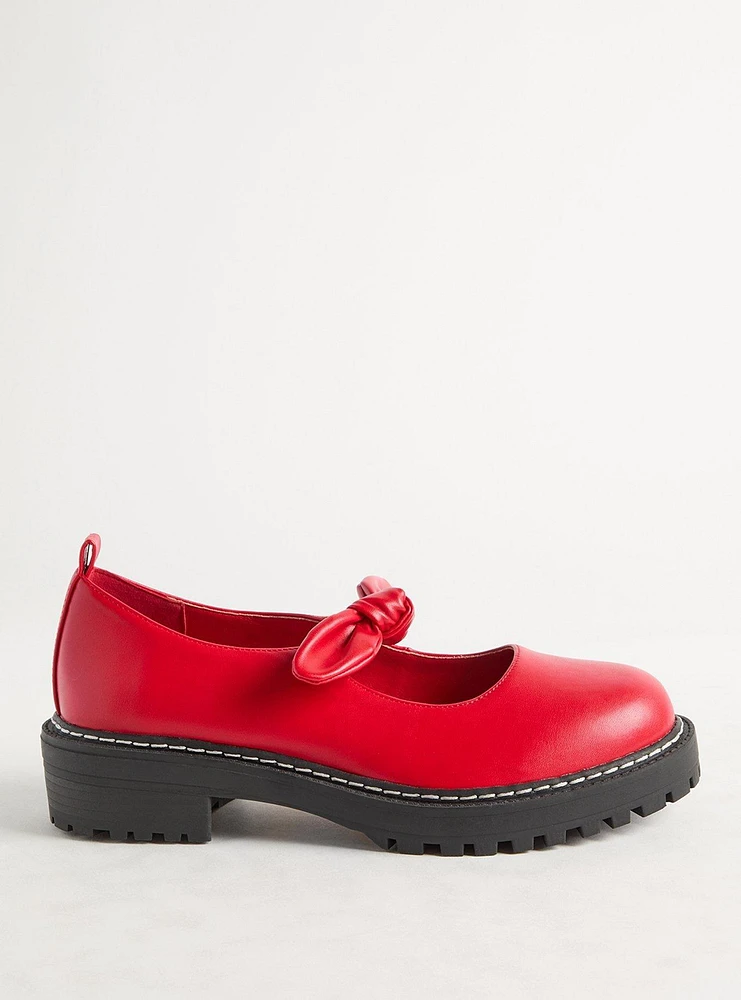 Mary Jane Bow Lug-Sole Flat (WW