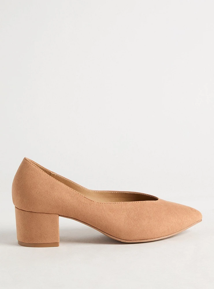 Pointed Toe Block Heel Pump (WW