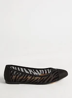 Zebra Mesh Pointed Toe Flat (WW