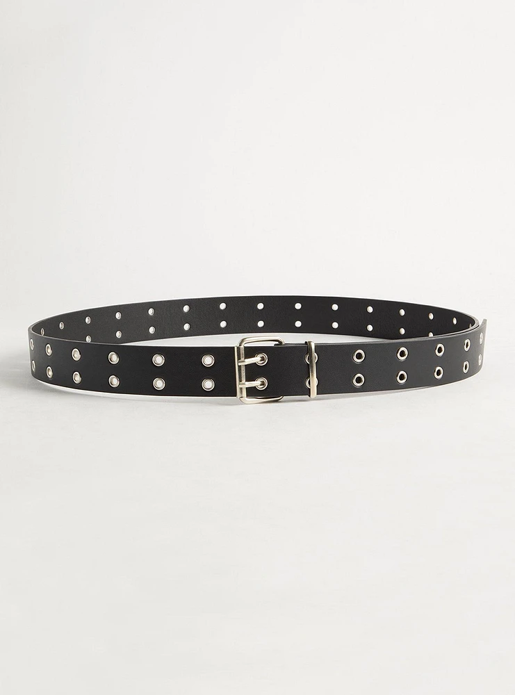 Faux Leather Grommet Belt