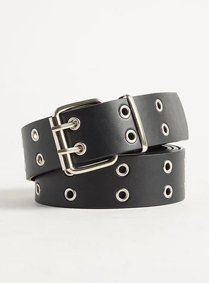 Faux Leather Grommet Belt