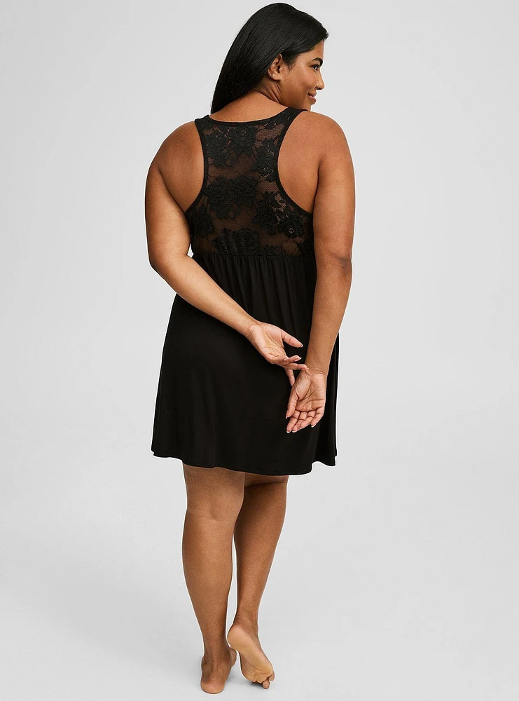 Lace Back Babydoll Sleep Gown