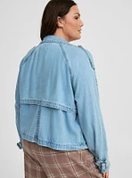 Lightweight Denim Crop Trench