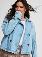 Lightweight Denim Crop Trench