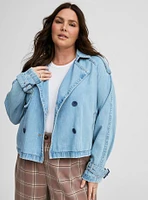 Lightweight Denim Crop Trench