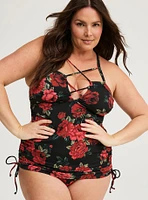 Wireless Cross Front Swim Dress With Brief