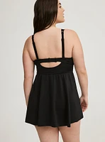 Underwire Wrap Front Swim Dress With Brief