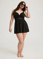 Underwire Wrap Front Swim Dress With Brief