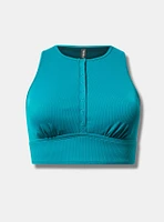 High Neck Henley Bikini Top