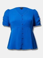 Georgette Ruched Button Down Blouse