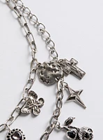 Edgy Cross Charm Layered Necklace