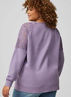 Crochet Shoulder Crew Sweatshirt